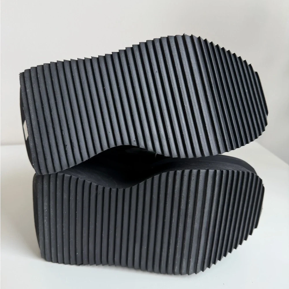 Black Platform Mid-Calf Women's Boots - Picture 5 of 7